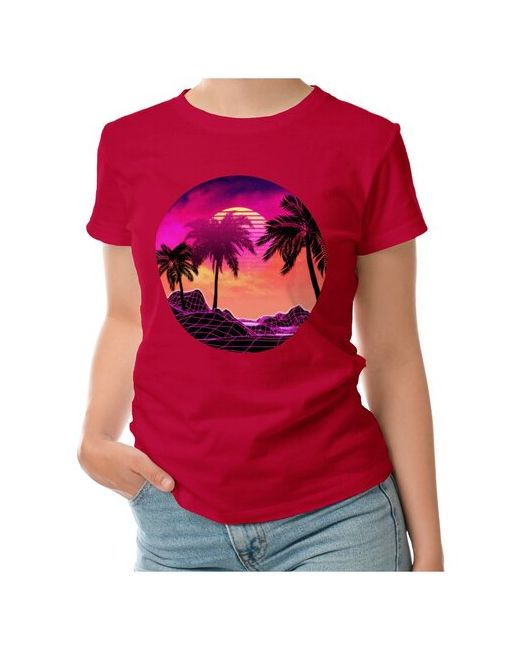 Roly футболка Пальмы и пляж в розовой дымке L