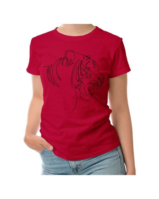 Roly футболка Оскал тигра в профиль лайн арт стиль XL