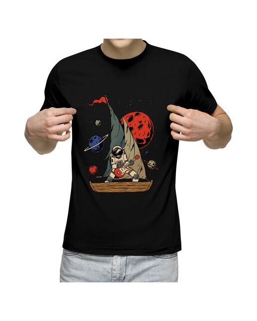 US Basic Мужская футболка Космонавт пират с гитарой 2XL