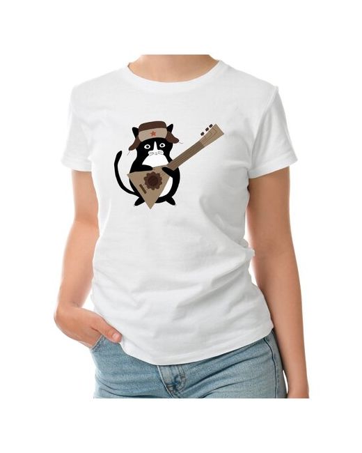Roly футболка Котик в шапке ушанке и с балалайкой M