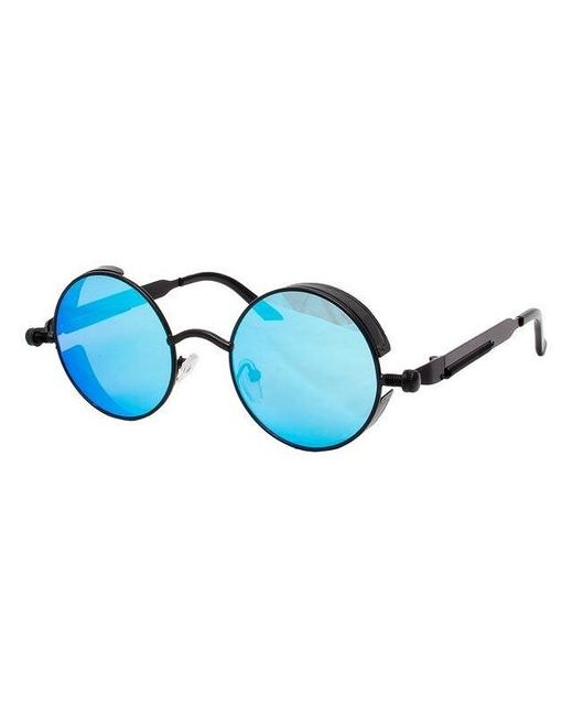 Медов Солнцезащитные очки винтажные металлические круглые black blue унисекс