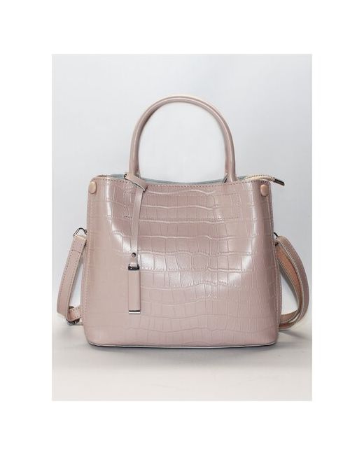 Finsa сумка на плечо DAFNA Розового цвета из натуральной 100 кожи с выделкой под рептилию