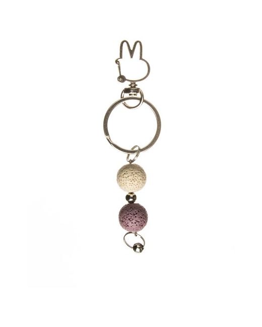 Darifly Брелок Лавовый камень бежевый и фиолетовый с карабином кролик в подарочной упаковке