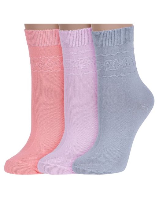 RuSocks Комплект из 3 пар женских носков Орудьевский трикотаж микс 7 размер 23