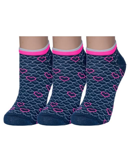 RuSocks Комплект из 3 пар женских спортивных носков Орудьевский трикотаж темно размер 23-25