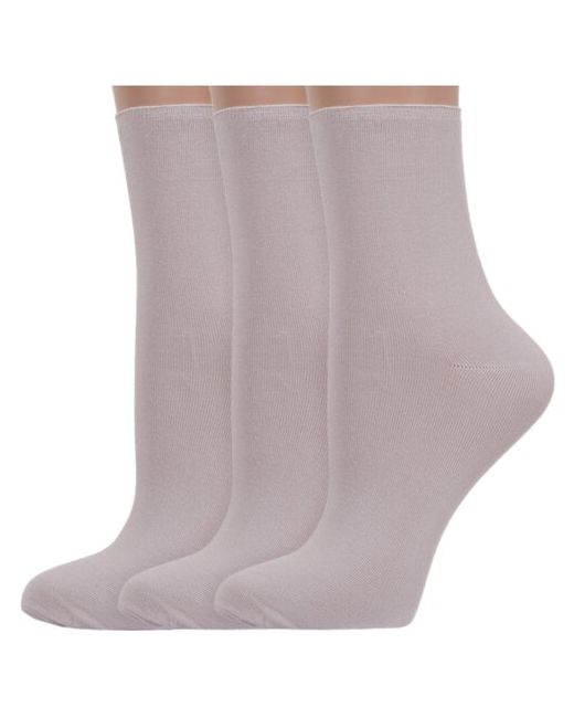 RuSocks Комплект из 3 пар женских носков без резинки Орудьевский трикотаж молочные размер 23-25 39