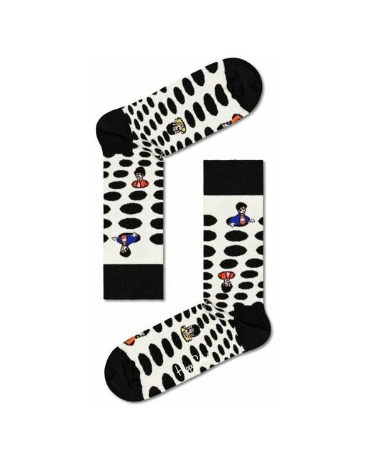 Happy Socks Бело-черные носки унисекс Beatles Sock с черным 29