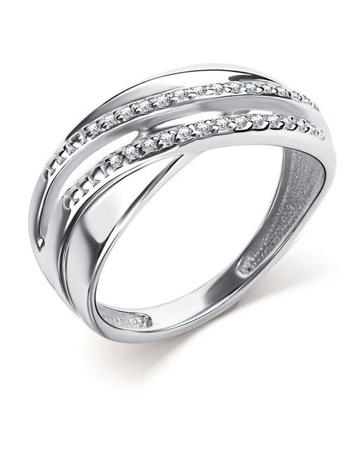 Алькор Ювелирное кольцо из родированного серебра c кристаллами