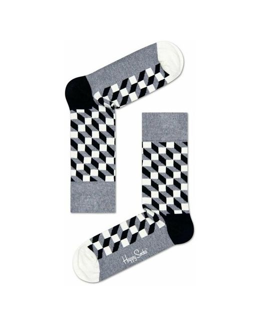 Happy Socks Серо-черные Носки унисекс Filled Optic Sock с чёрным 29