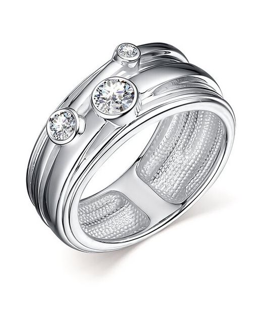 Алькор Ювелирное кольцо из родированного серебра c фианитами premium quality