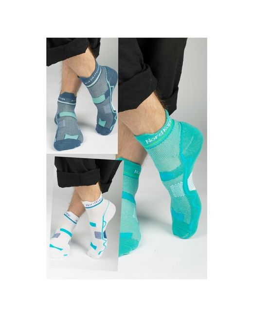 Finland Комплект мужских летних носков. Дышащие носки для кроссовок. 100 влагоотвод. В комплекте 3 пары зеленые синие белые