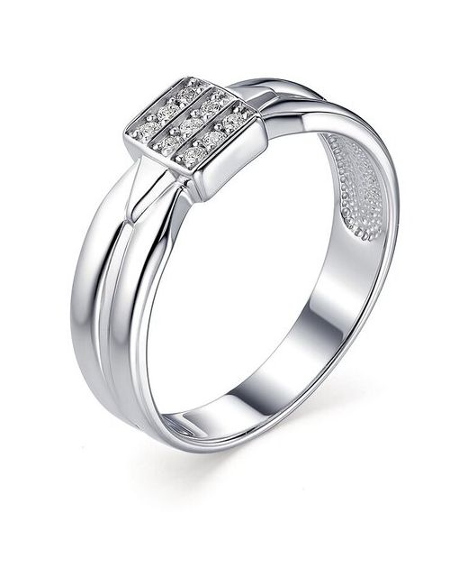 Алькор Ювелирное кольцо геометрические из родированного серебра c кристаллами