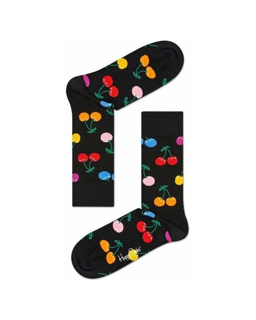 Happy Socks Черные носки унисекс Cherry Sock с разноцветными вишенками 29