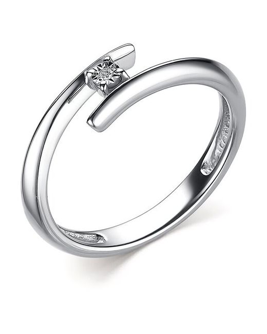 Алькор Ювелирное кольцо из родированного серебра c бриллиантом
