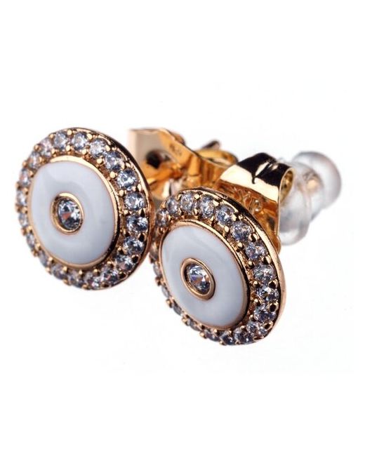 Xuping Jewelry Бижутерия серьги золотой с фианитами и белой эмалью Ксюпинг x120232-05