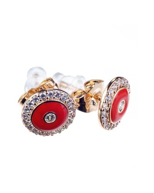 Xuping Jewelry Бижутерия серьги с фианитами и красной эмалью Ксюпинг x120232-07