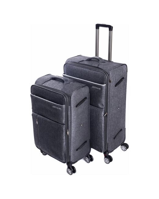 Feybaul Комплект из 2 тканевых чемоданов с увеличением объема и съемными колесами JZRTravel Размер МS