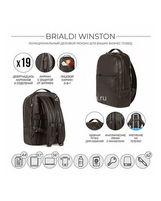 Brialdi кожаный рюкзак Winston BR35566LR relief brown