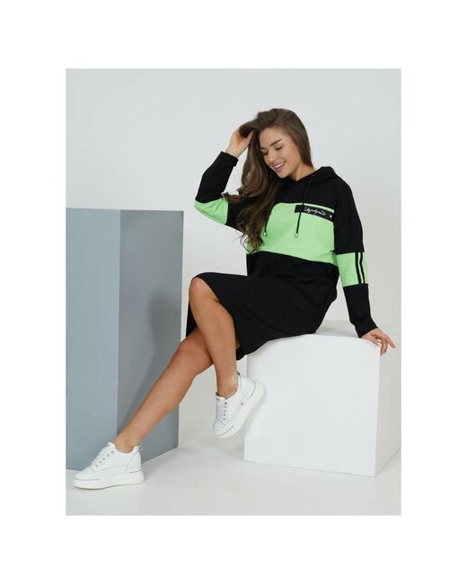lovetex.store Платье спортивное с капюшоном из футера зеленый размер 48