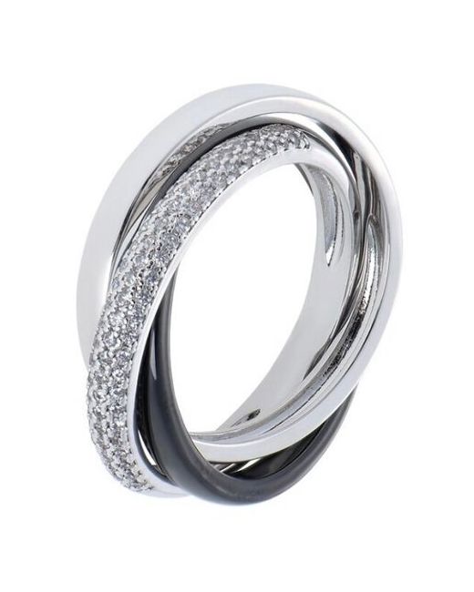LaPena Кольцо классика тройное кольцо керамика черное с серебристым 18 размер