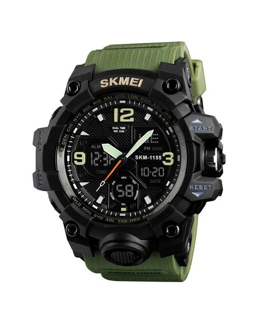 Skmei Спортивные часы Часы наручные водонепроницаемые и ударопрочные. 1155B хаки-черный