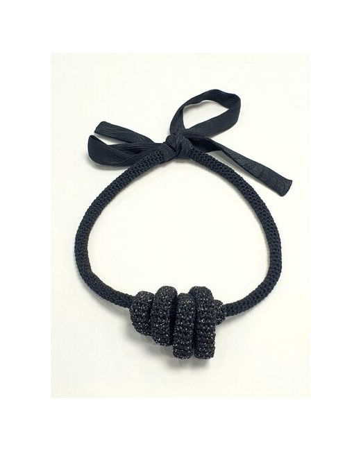Pan-Tan Колье-трансформер вязаное черное украшение на шею бижутерия ручной работы
