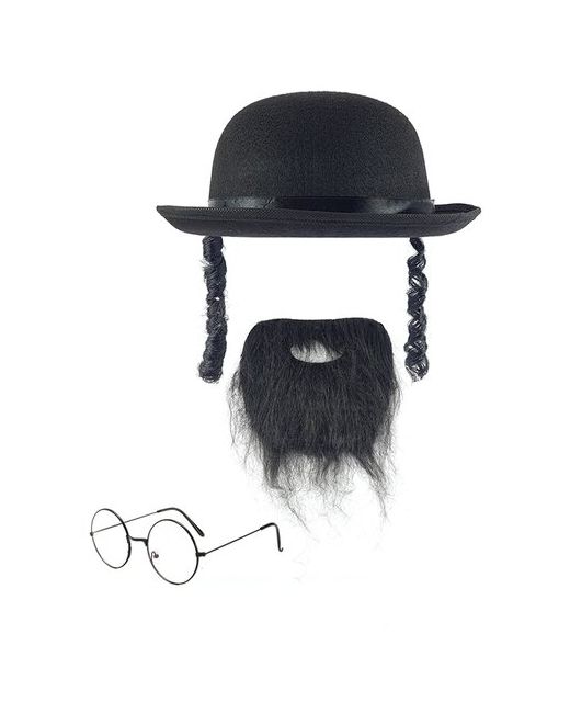 Kays Еврейская шляпа с пейсами борода и очки