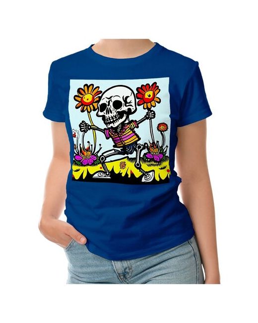 Roly футболка Скелет и цветы. Skeleton and flowers L