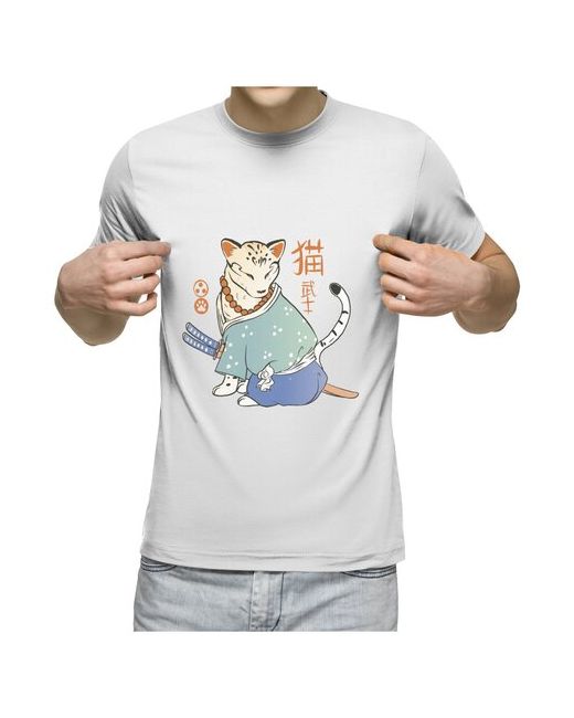 US Basic футболка Японский кот самурай Japanese Samurai Cat L