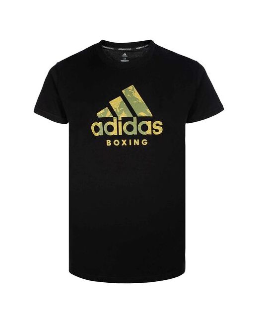 Adidas Футболка Badge of Sport T-Shirt Boxing черно-золотая размер 2XL