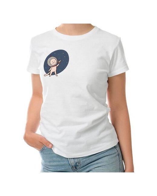 Roly футболка Милый кот космонавт. Подарок любителю космоса L темно-
