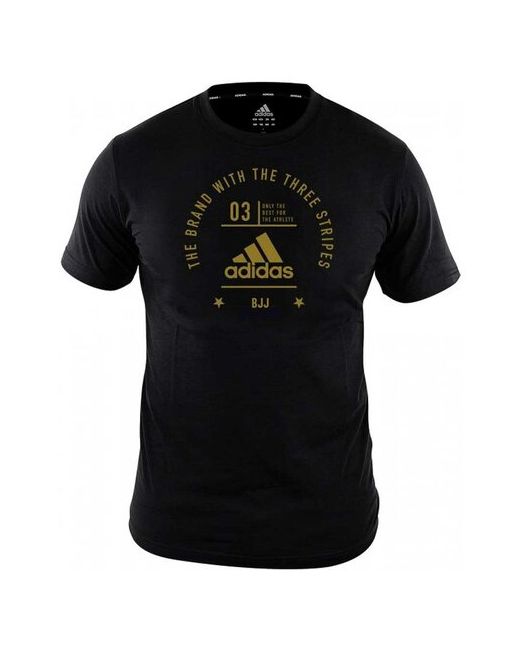 Adidas Футболка The Brand With Three Stripes T-Shirt BJJ черно-золотая размер S