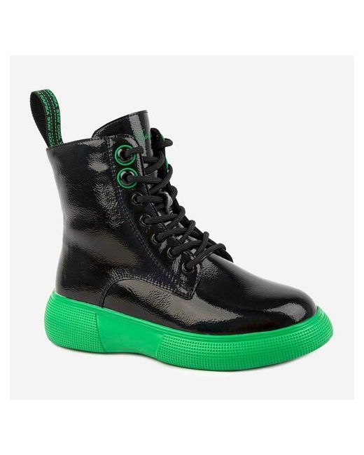 Kapika Ботинки для девочек 53547ук-2 черный-зеленый размер 37