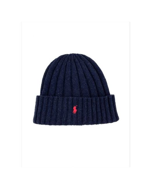 Polo Ralph Lauren Шапка ОS вязаная с отворотом и вышитой красной лого-эмблемой Wool Nylon Beanie Hat