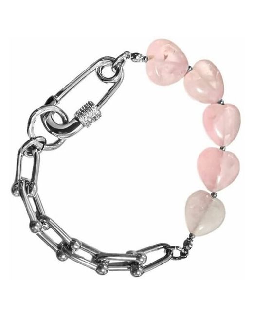 Soti designer jewelry Браслет с розовым кварцем на цепи и замочке в форме сердца
