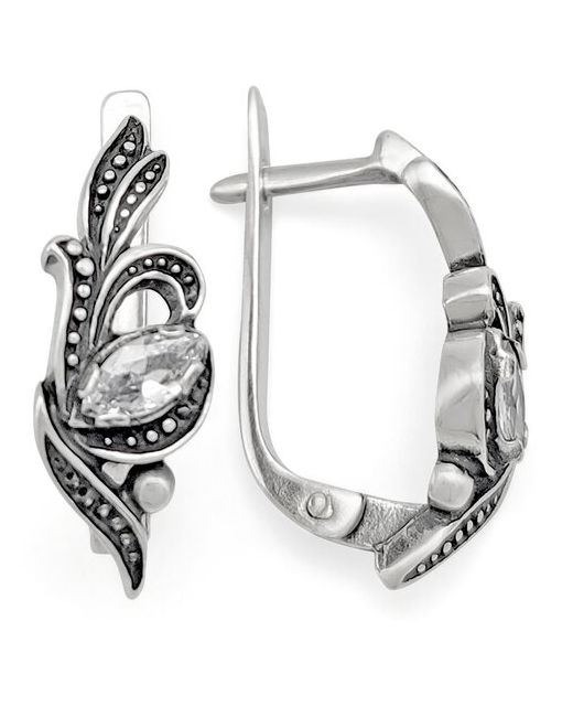Юмила Серьги серебряные серебро 925 пробы ювелирное украшение Сирена с камнем необычные модные вечерние сережки