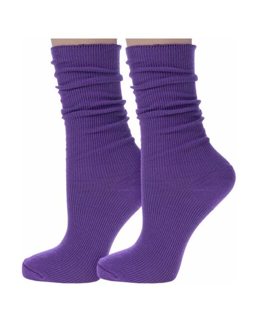 Брестские Комплект из 2 пар женских носков без резинки БЧК рис. 229 лиловые размер 23