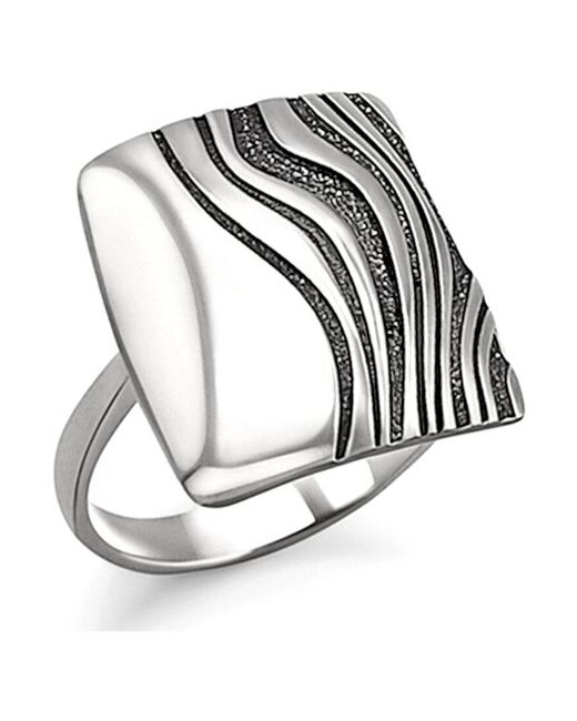 Юмила Кольцо серебряное на палец 925 пробы перстень ювелирное украшение Моника широкое тонкое необычное модное квадратное колечко геометрия