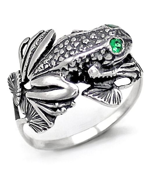 Юмила Кольцо серебряное на палец 925 пробы перстень с камнем ювелирное бохо украшение Лягушка широкое большое необычное модное колечко