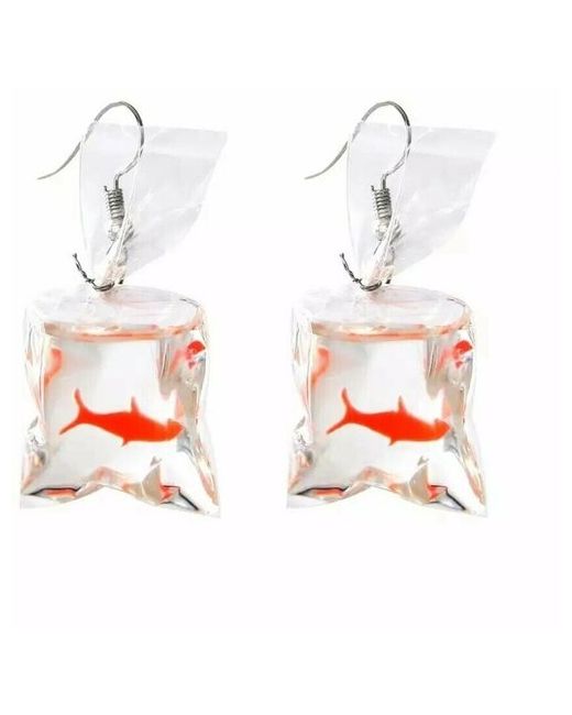 AcFox Бижутерия серьги Сережки подвески для девочек рыбки в прозрачном пакетике. Серьги рыбы оранжевые
