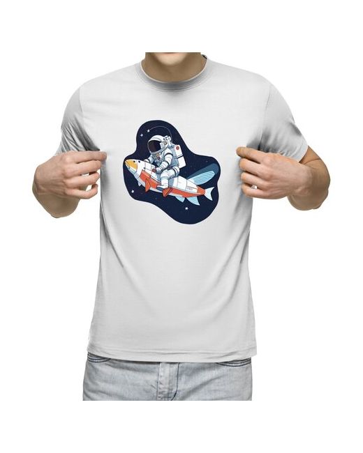 US Basic футболка Космонавт на рыбе S меланж