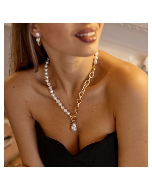 The Minimalist Колье цепь с жемчугом на шею украшение ожерелье из натуральных камней винтажное амулет Изобилие в подарок