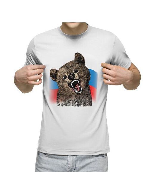 US Basic футболка Футболка с флагом России и медведем. M