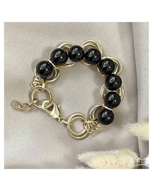 Soti designer jewelry Массивный браслет с черным ониксом на цепи