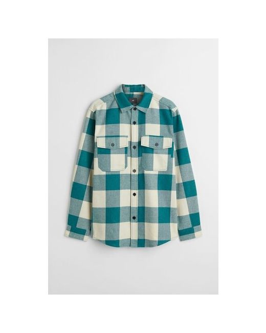 H & M Верхняя рубашка из твила кремовый/зеленый XL