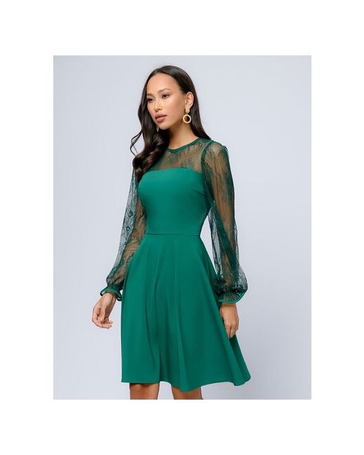 1001dress Платье светло-зеленое с кружевным верхом и пышными рукавами