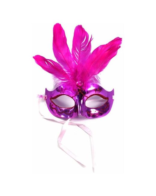 игрушка-праздник Карнавальная венецианская маска металлик с перьями