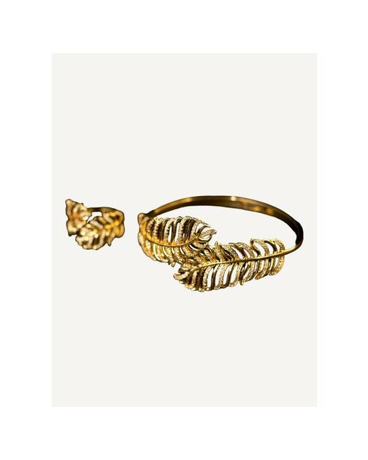 Fashion Jewelry Комплект украшений ShaRman браслет 18 размер и кольцо 19 Пальмовые ветви золотые