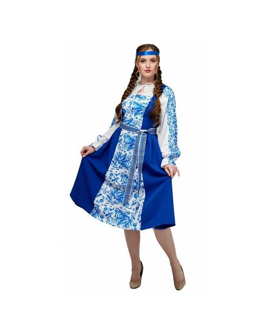 Мой Карнавал Русский народный костюм женский Гжель взрослый