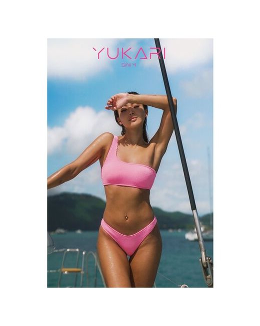 Yukari Swim Купальник раздельный YUKARISWIM BARB в розовом цвете верх виде топа с бретелью на одно плечо низ трусики бикини размер M42